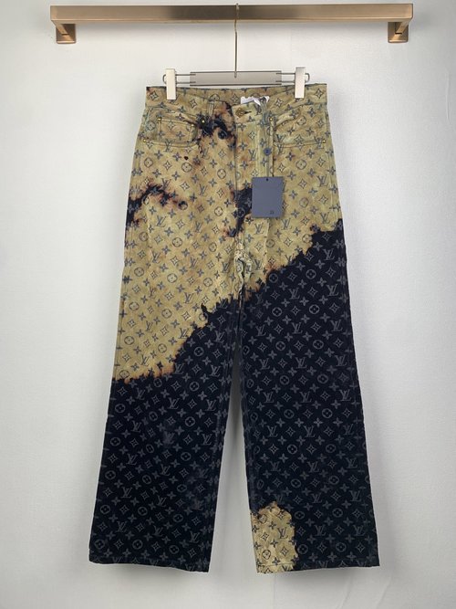 Louis Vuitton Faded Cloud Pattern Loose Jeans