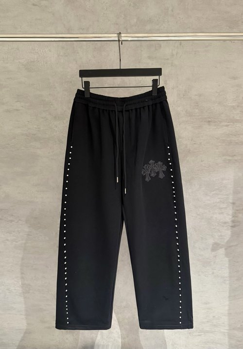 Chrome Hearts Two-Tone Relaxed-Fit Sweatpants with Pearl Labels