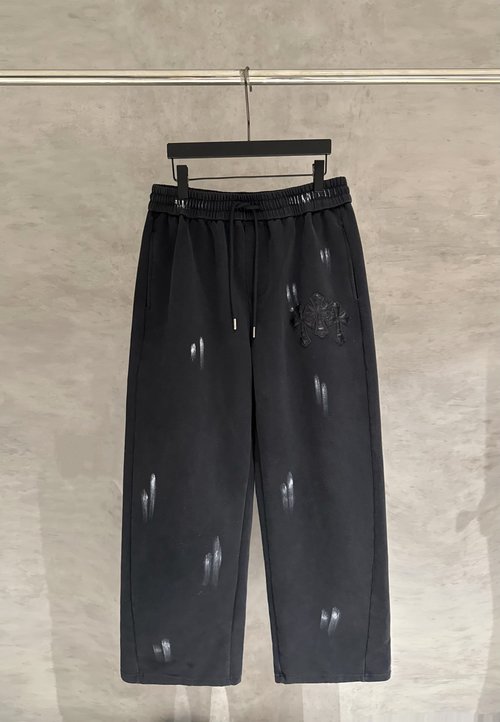 Chrome Hearts Two-Tone Relaxed-Fit Sweatpants with Hand-Painted Labels