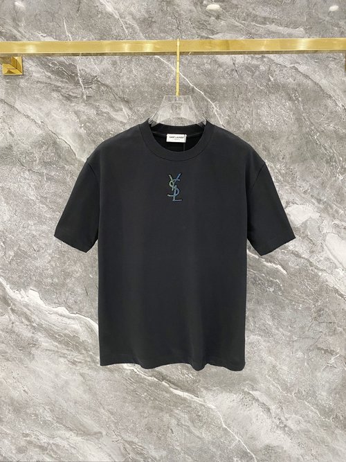 Yves Saint Laurent Custom 3D Logo Short Sleeve T-Shirt with Abrasion