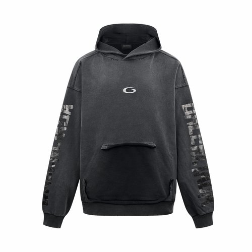 Balenciaga Distressed Pocket Hoodie with Artistic Details