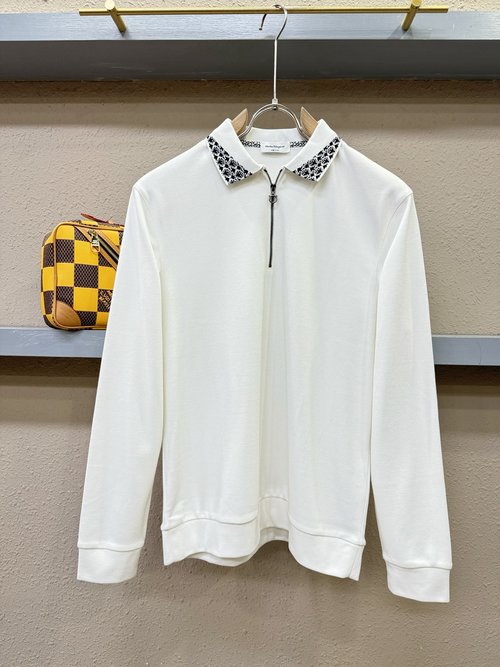 Ferragamo Classic Polo Collar Long Sleeve T-Shirt