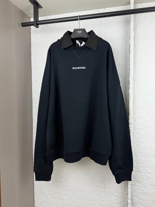 Balenciaga Shirt - Collar Embroidered Sweatshirt