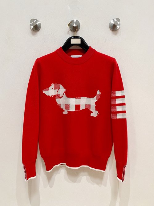Thom Browne Exclusive Chinese Red Knitted Woolen Sweater - Elegant Tradition