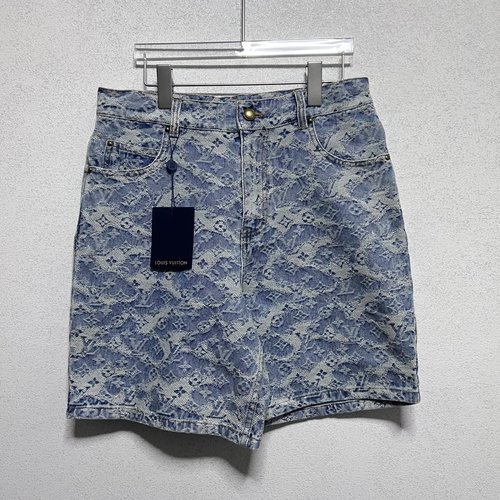 Louis Vuitton Denim Shorts with All-Over Print