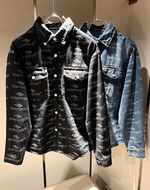 Balenciaga Fashionable Denim Shirt with Runway Pattern
