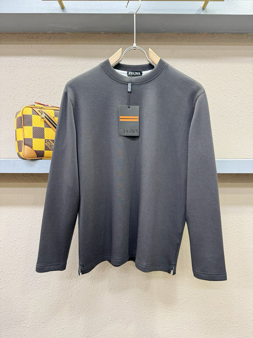 Zegna Classic Logo Long-sleeved T-shirt, Soft and Breathable