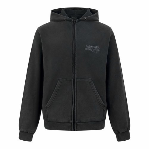 Balenciaga Washed Denim Jacket with Artistic Print