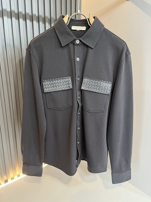 Bottega Veneta Solid Color Shirt with Leather Logo Design