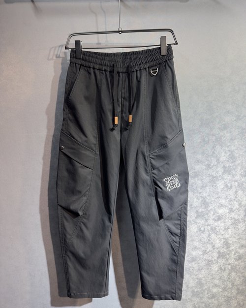 Loewe Straight Casual Pants with Utility Style and Logo Embroidery