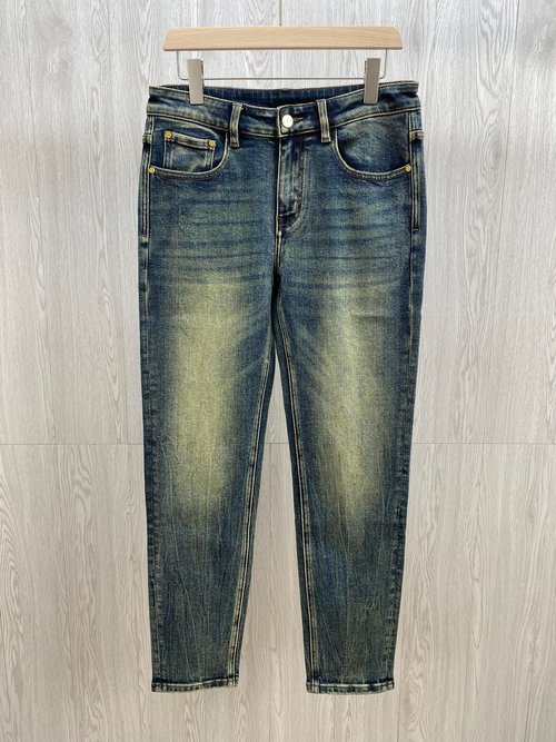 Fendi Soft Denim Skinny Straight Jeans with Leather Waistplate