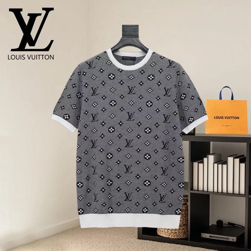 Louis Vuitton Cotton Knitted T - shirt with Full - body Jacquard
