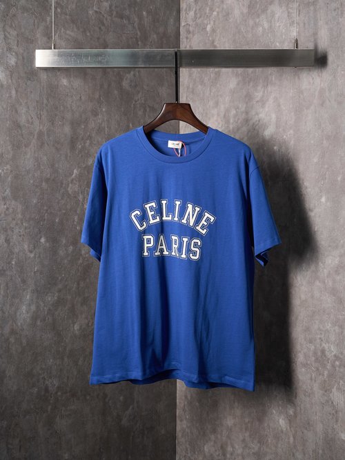 Celine Klein Blue Printed Round Neck Short Sleeve