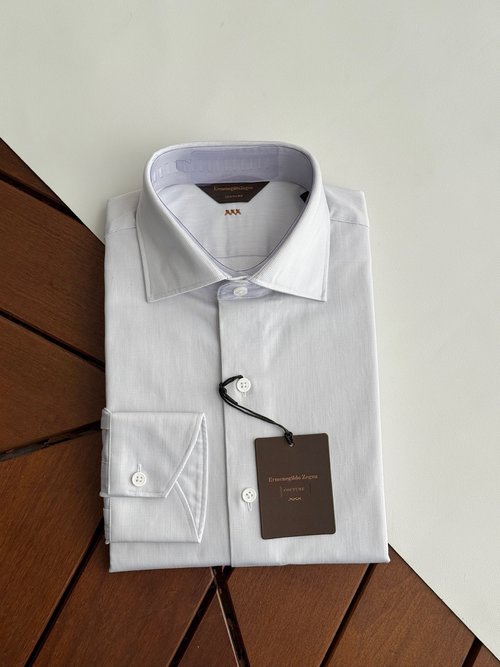 Zegna Luxury Italian Crafted Long Sleeve Business Shirt with Exquisite Details