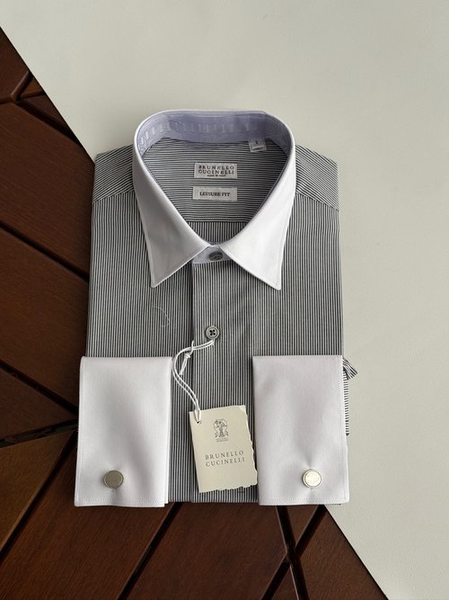 Brunello Cucinelli Stylish Long-Sleeved Shirt with French Cuffs