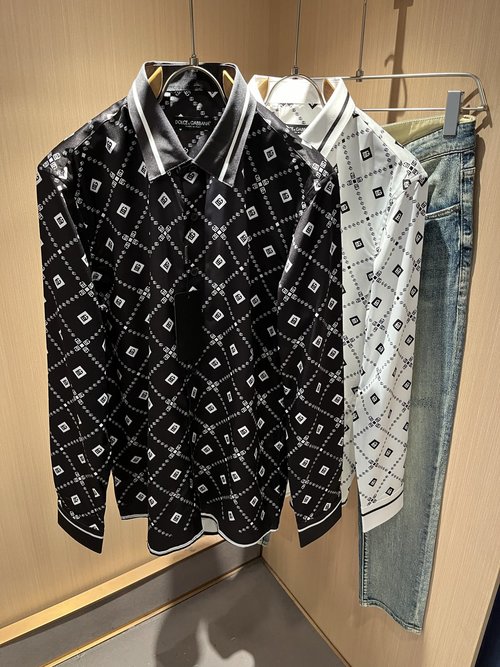 Dolce & Gabbana Exclusive Cotton Shirt with Gradient Design and Logo Print