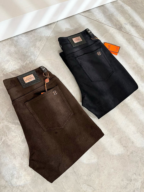 Hermes Premium Corduroy Casual Pants with Unique Design