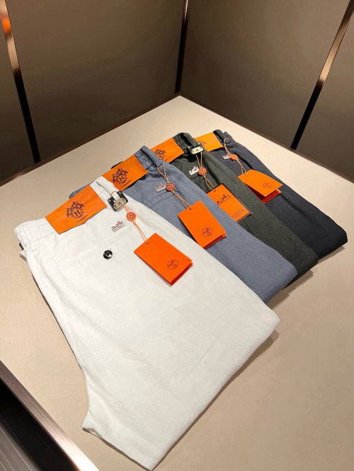 Hermes Elegant Pure Linen Casual Trousers
