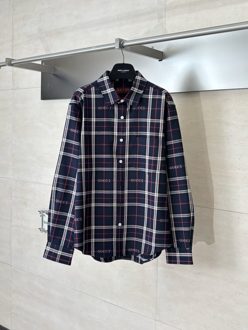Gucci Scotch Checked Jacquard Collared Long-sleeve Shirt