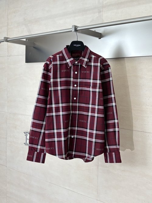 Gucci Scottish Checked Long-Sleeve Shirt with Precise Cut