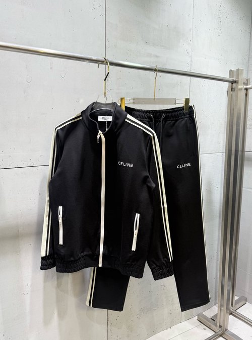 Celine New casual sports suit with stripe and embroidery