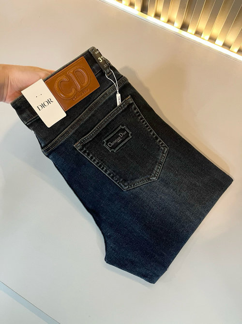 Dior Versatile Straight-Leg Jeans with Leather Logo
