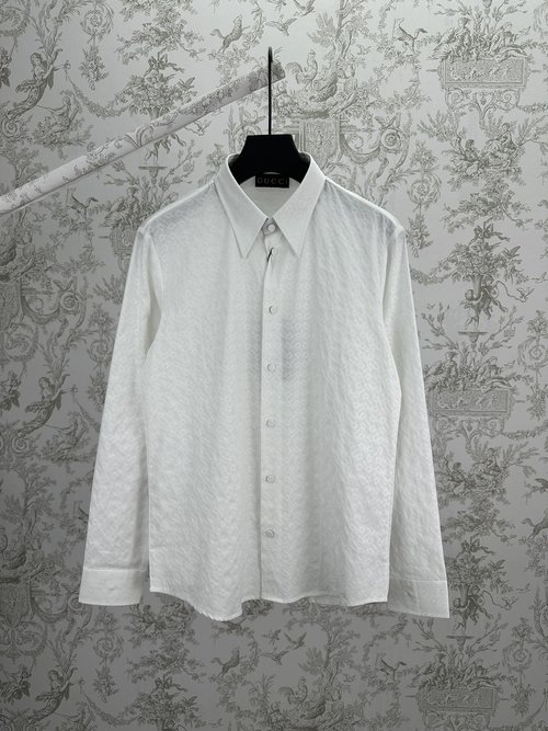 Gucci Full-Print Solid Color Shirt with Classic Collar