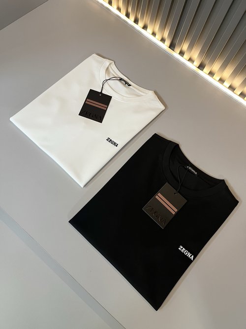 Zegna Luxury Cotton Short-Sleeve Tee with Embroidered Logo
