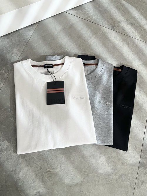 Zegna Classic Short Sleeve Cotton Shirt with Stitched Logo