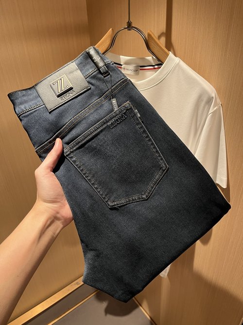 Zegna Authorized OEM Casual Jeans with Brand Waistband