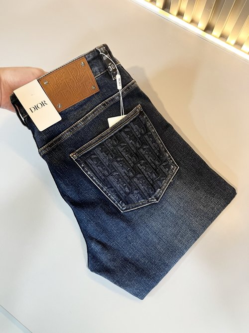 Dior Versatile All-Match Jeans with Leather Logo