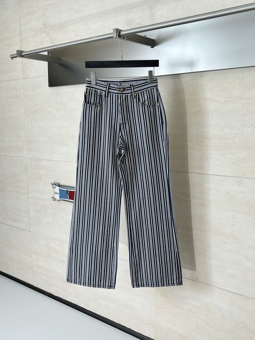 Celine Color-Woven Wide-Leg Trousers