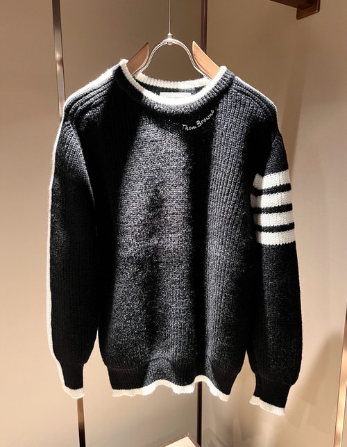 Thom Browne Soft Knitted Wool Sweater with Stripes