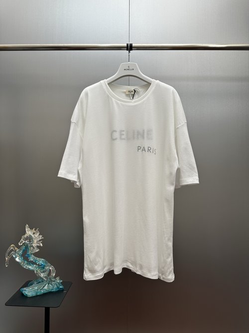 Celine Two-Layer Knit T-Shirt with Plastisol Print