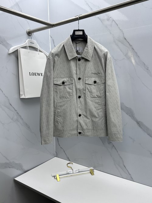 Dior Fashionable Jacquard Collar Jacket with Custom Buttons