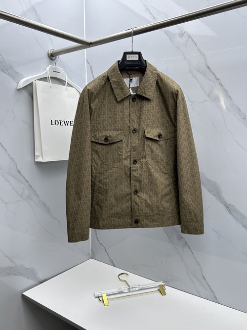 Dior Fashionable Jacquard Collar Jacket with Custom Buttons