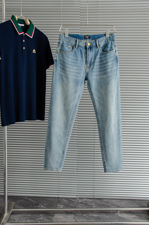 Fendi Denim Straight Pants with Premium Details