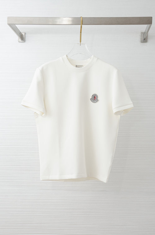 Moncler Space Cotton Embroidered Logo Round Neck Short Sleeve