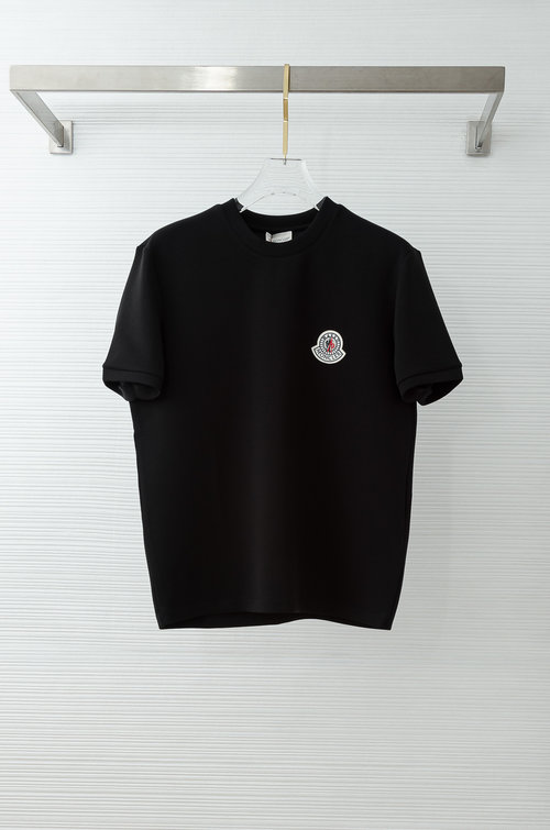 Moncler Space Cotton Logo Embroidered Round Neck T-Shirt