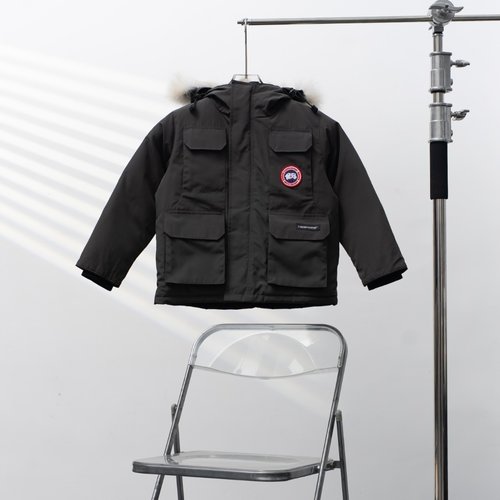 Canada Goose Kids Hooded Graphite Down Jacket