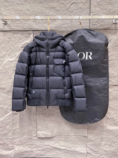Dior Slim - fit Down Jacket with Logo, High - quality White Duck Down
