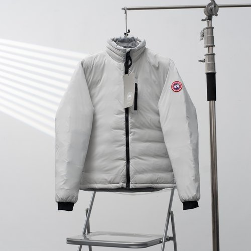 Canada Goose Single-Zipper Cuff Logo Stand Collar Gray Down Jacket