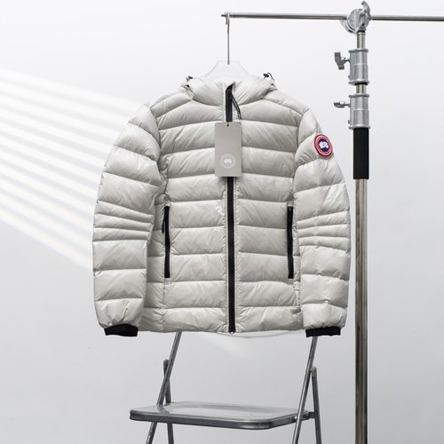 Canada Goose Direct Factory Goose Down Hooded Jacket in Silver Birch