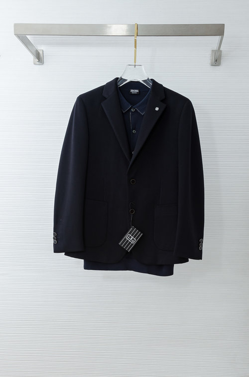 Zegna Wool Blend Knit Casual Suit with Good Texture