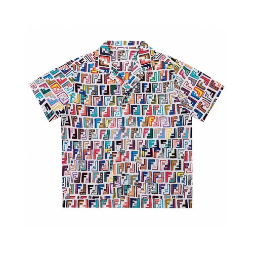 Fendi Boys Cotton Short-Sleeve Shirt with All-Over Print 