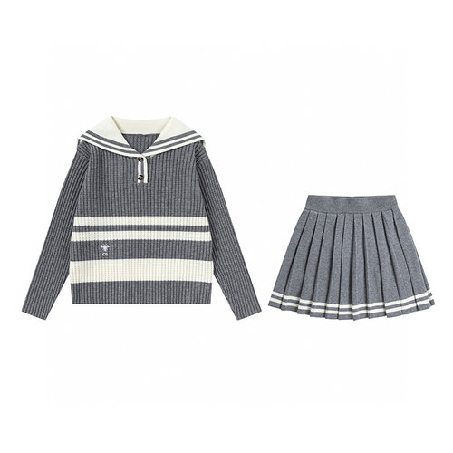 Dior Girls Navy Academy Wool Blend Skirt Set