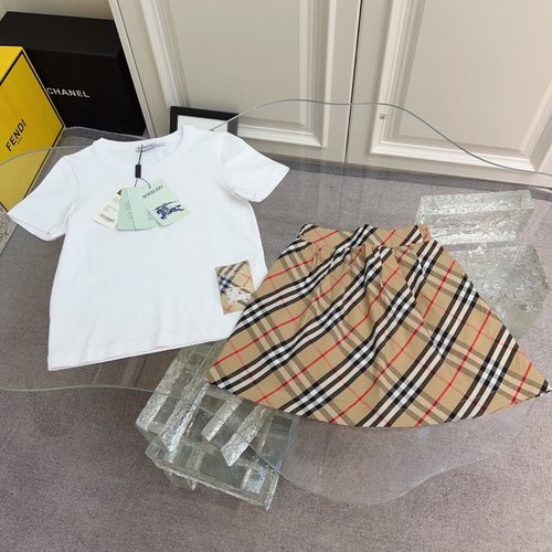 Burberry Girls Premium Cotton Skirt Set (Comfortable & Stylish) 