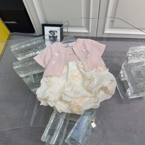 Dior Baby Girl Floral Sleeveless Bunny Ear Skirt Set
