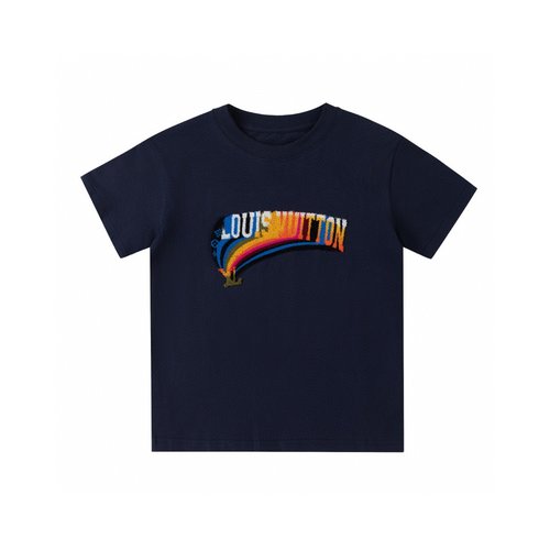 LV Kids 3D Toothbrush Embroidery Rainbow Cotton T-Shirts