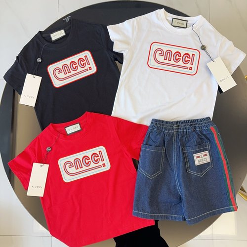 Gucci Unisex Kids Cotton T-Shirt & Denim Shorts Set